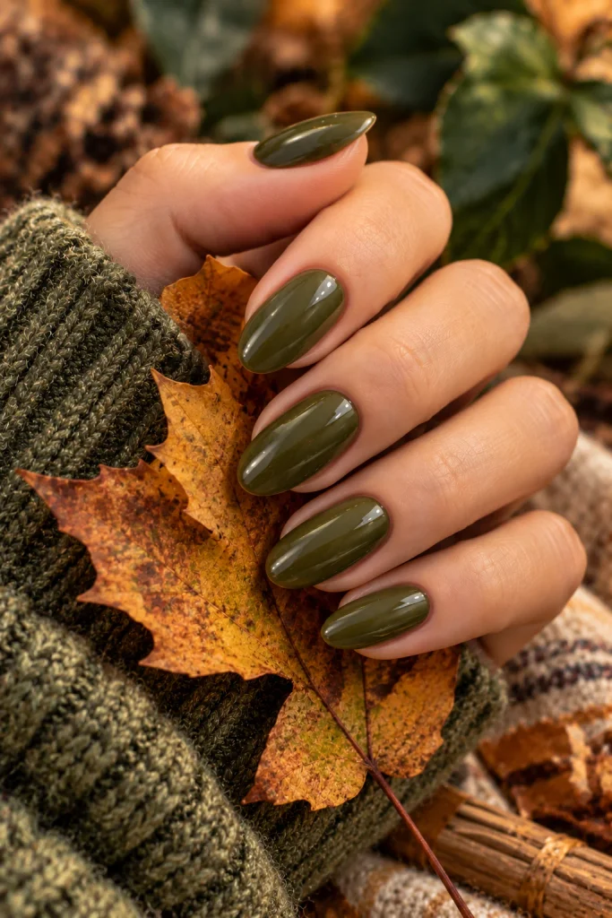 Olive Green October Nails