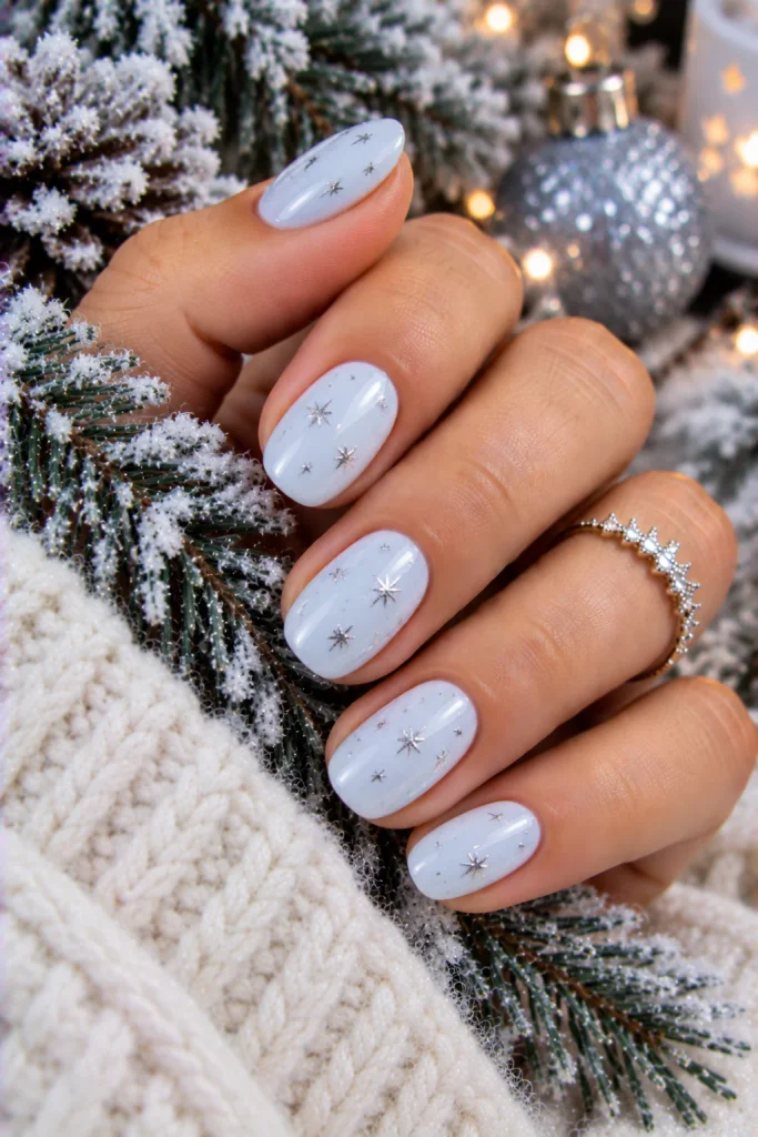 Pale Blue With Silver Stars