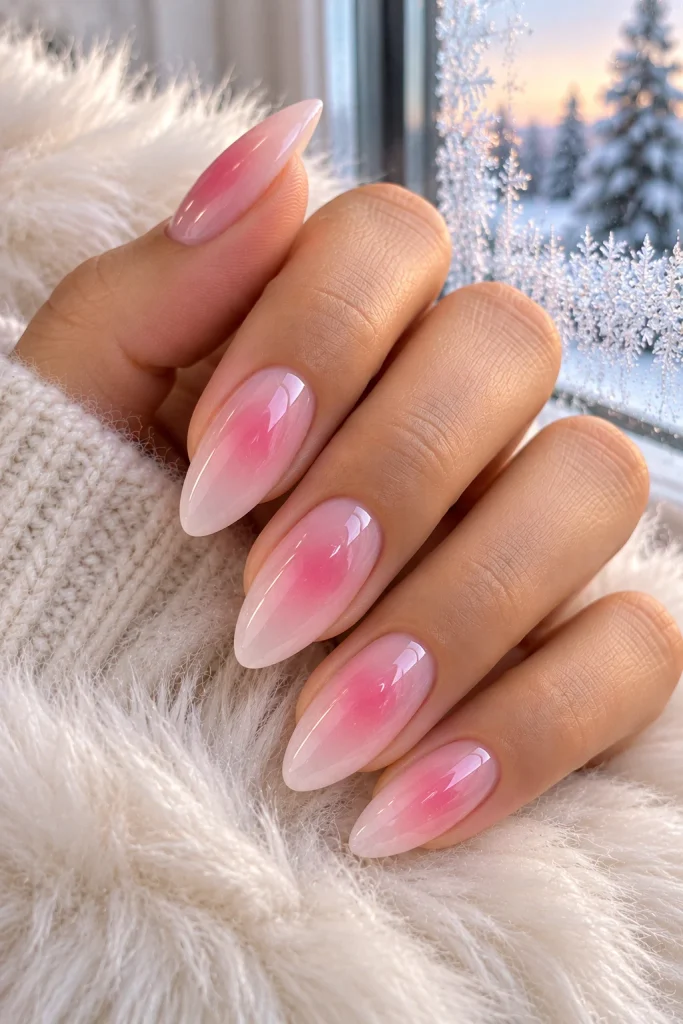 Pink Aura Winter Nails