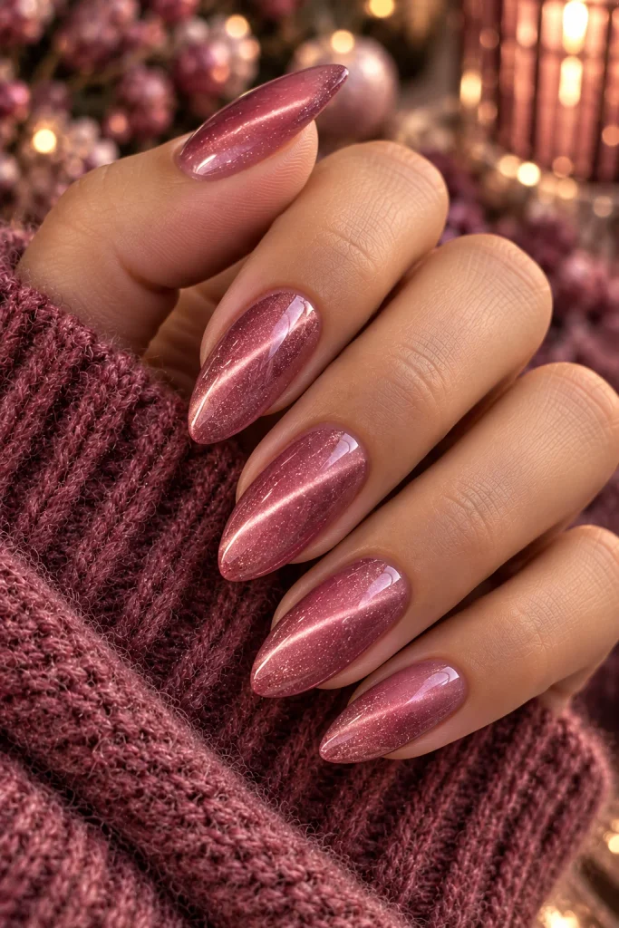Pink Cat-Eye Nails