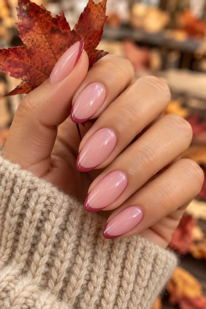Pink French Tip Nails for Fall