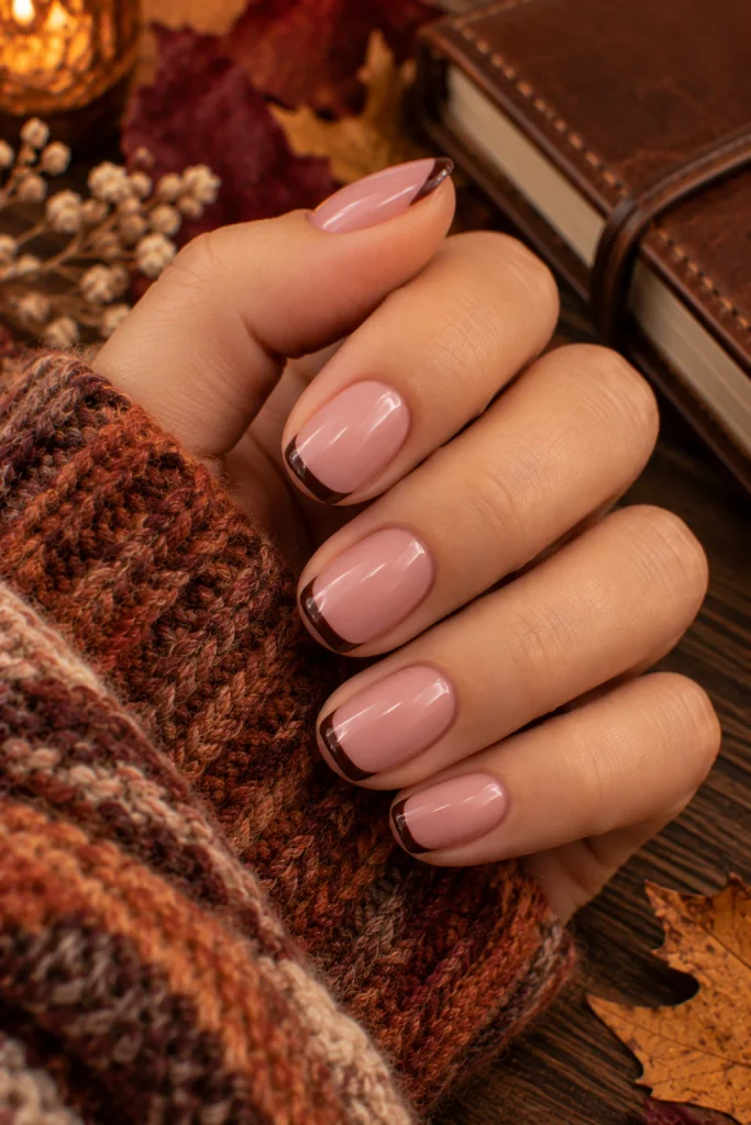 Pink French Tips with Brown