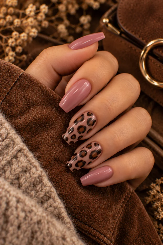 Pink Leopard Print Nails