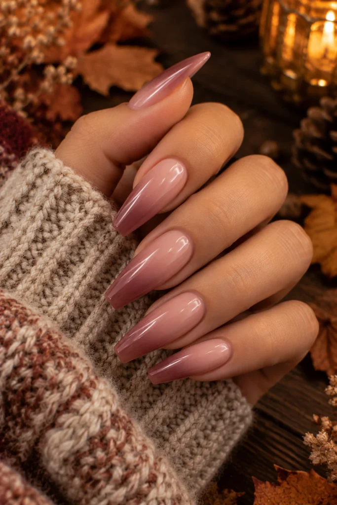 Pink Ombre Fall Nails