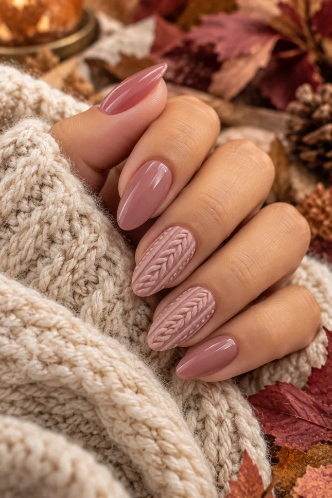 Pink Sweater Nails