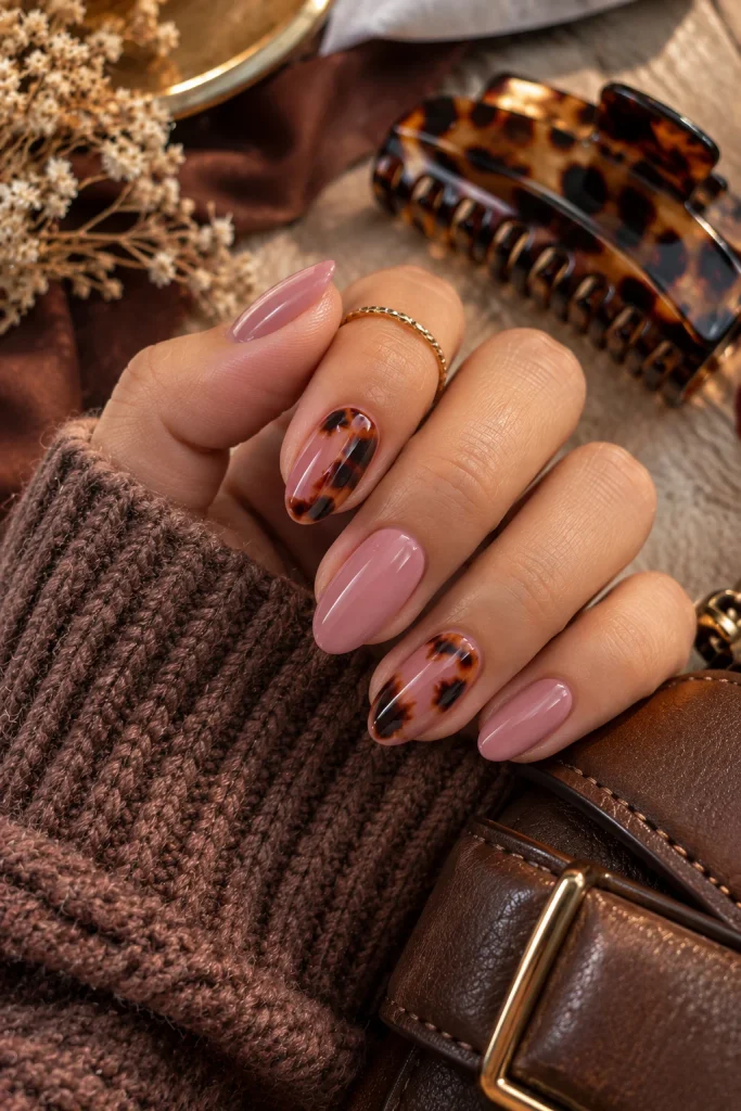Pink Tortoiseshell Nails