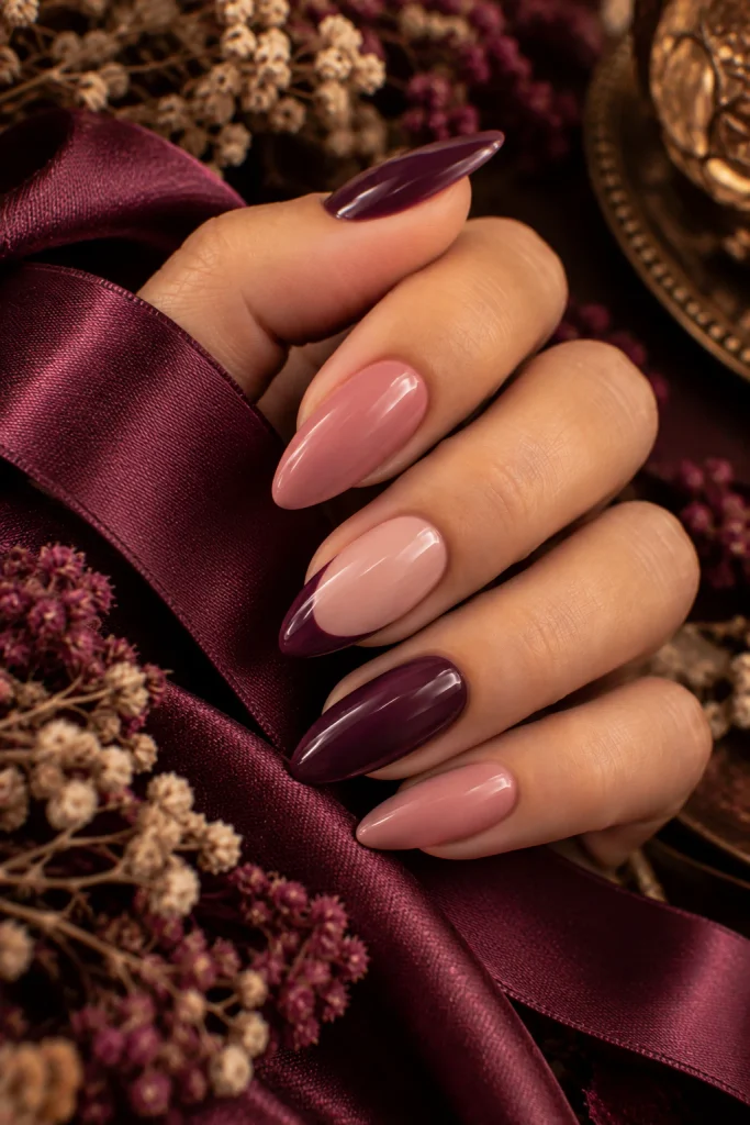 Pink and Plum Fall Nails