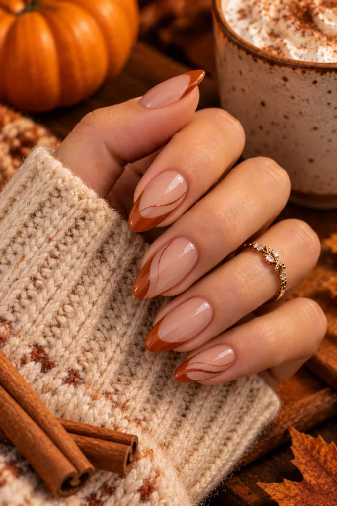 Pumpkin Spice French Tips