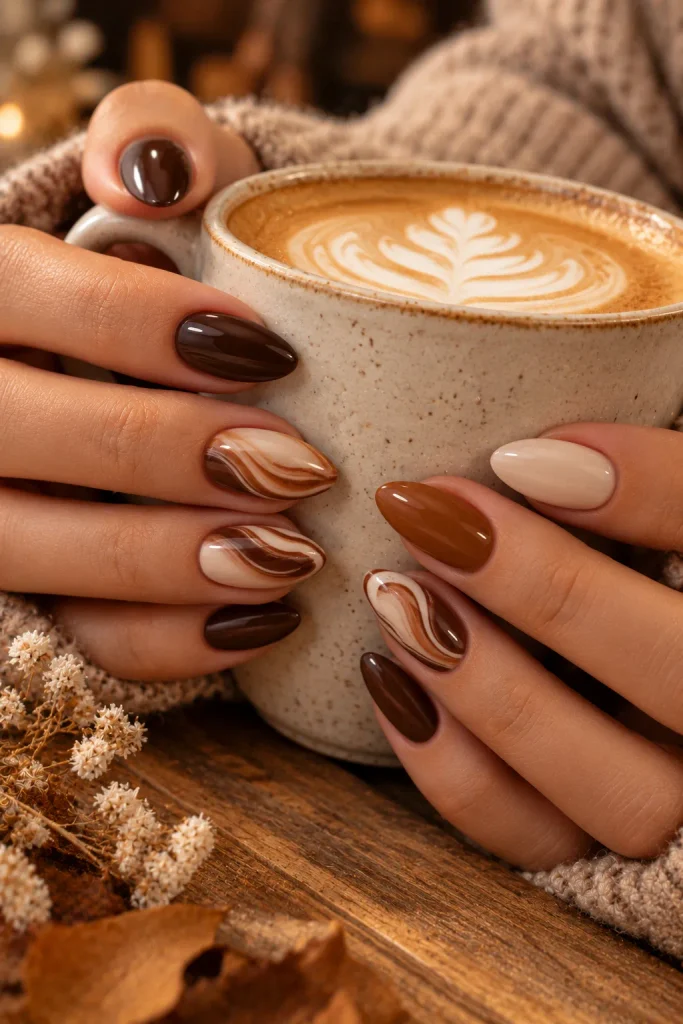 Pumpkin Spice Latte Nails