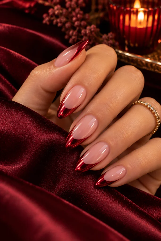 Red Chrome French Tips