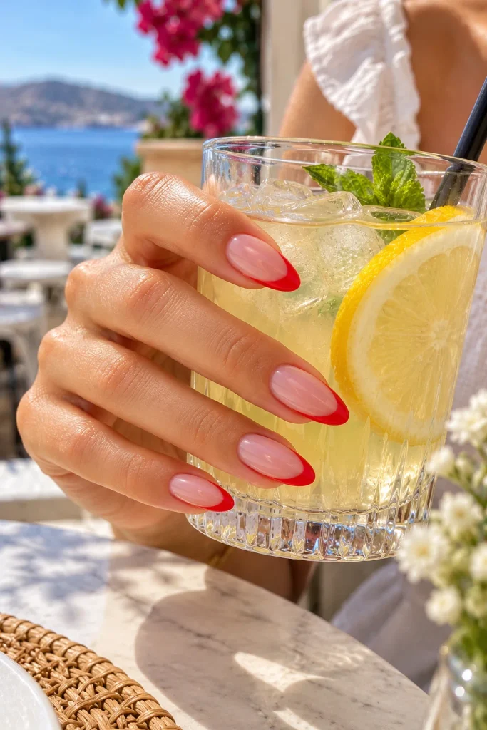 Red French Tip Nails