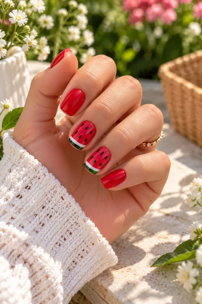 Red Watermelon Nails