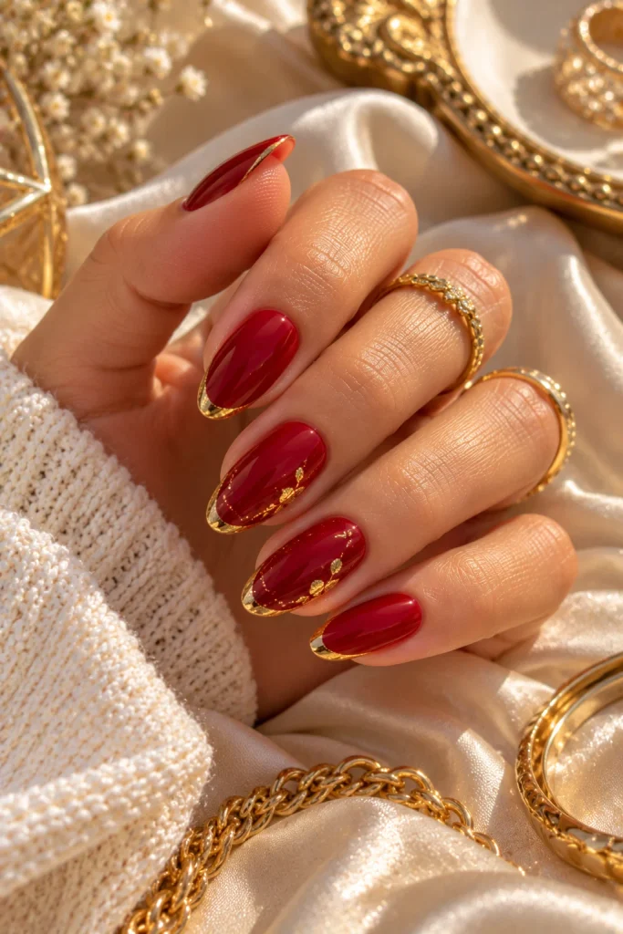 Red and Gold Summer Nails