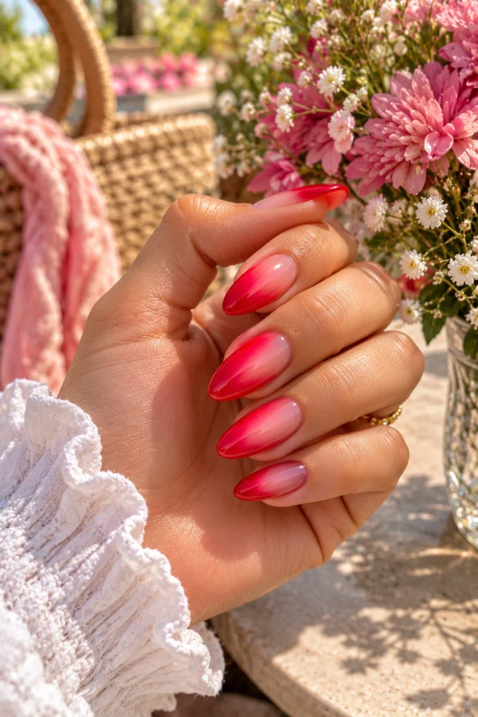 Red and Pink Aura Nails