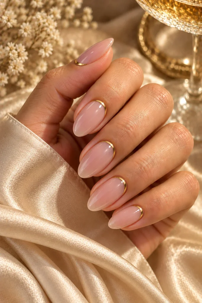 Reverse French With Fine Gold Lines