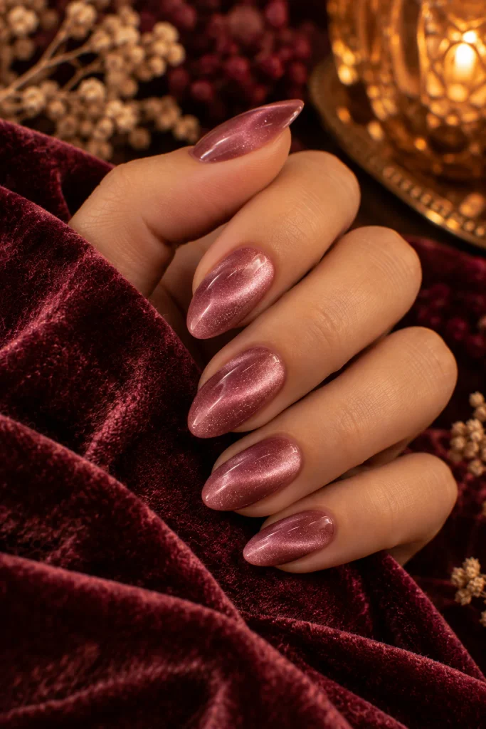 Rose Pink Velvet Nails