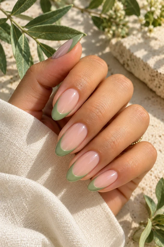 Sage Green Negative-Space French