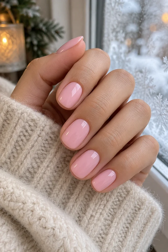 Soft Baby Pink Winter Nails