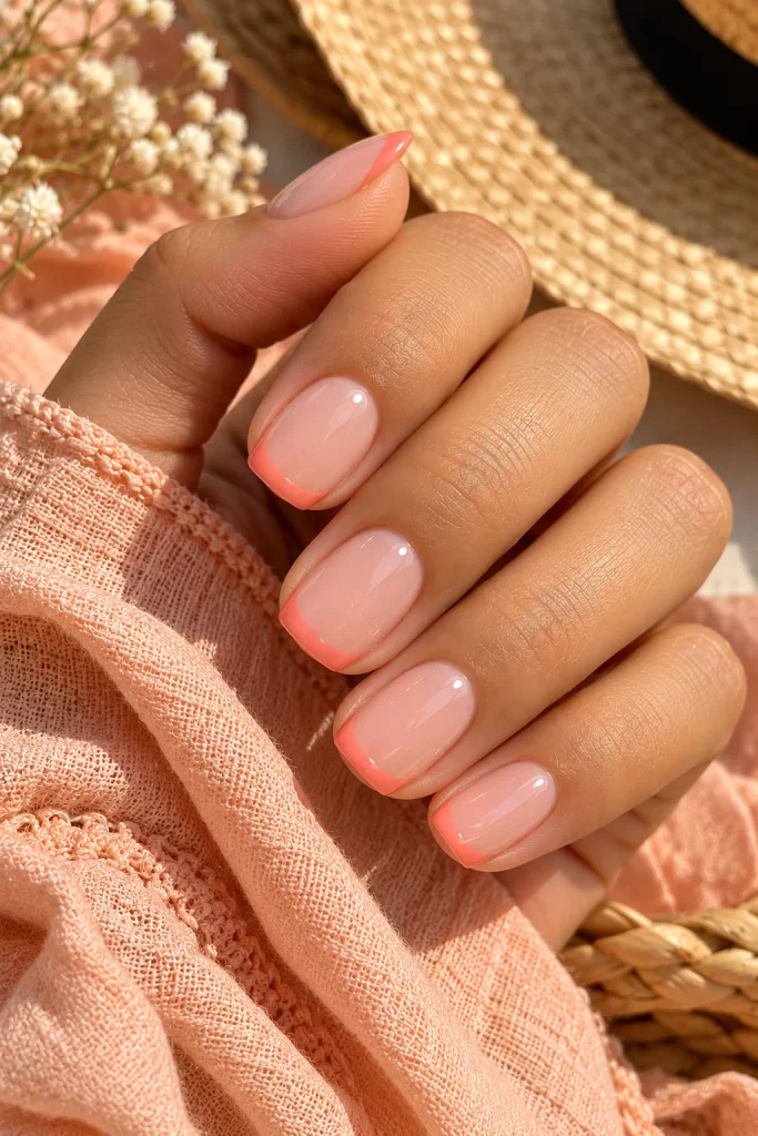 Soft Coral French Tips