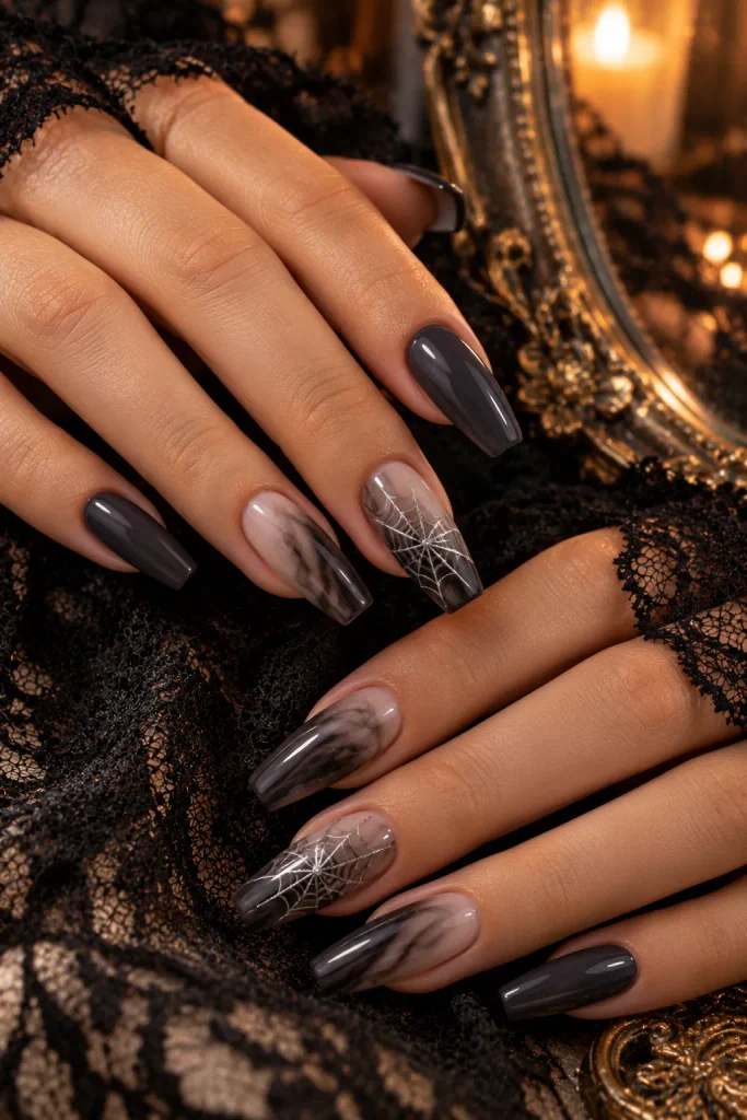 Spiderweb Accent Nails