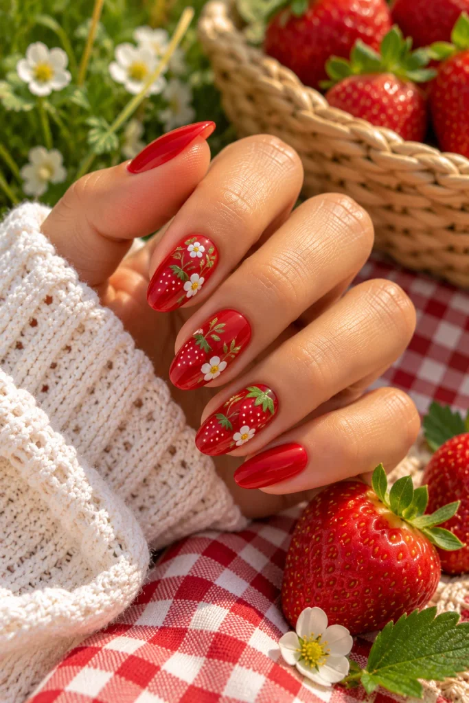 Strawberry Red Nails