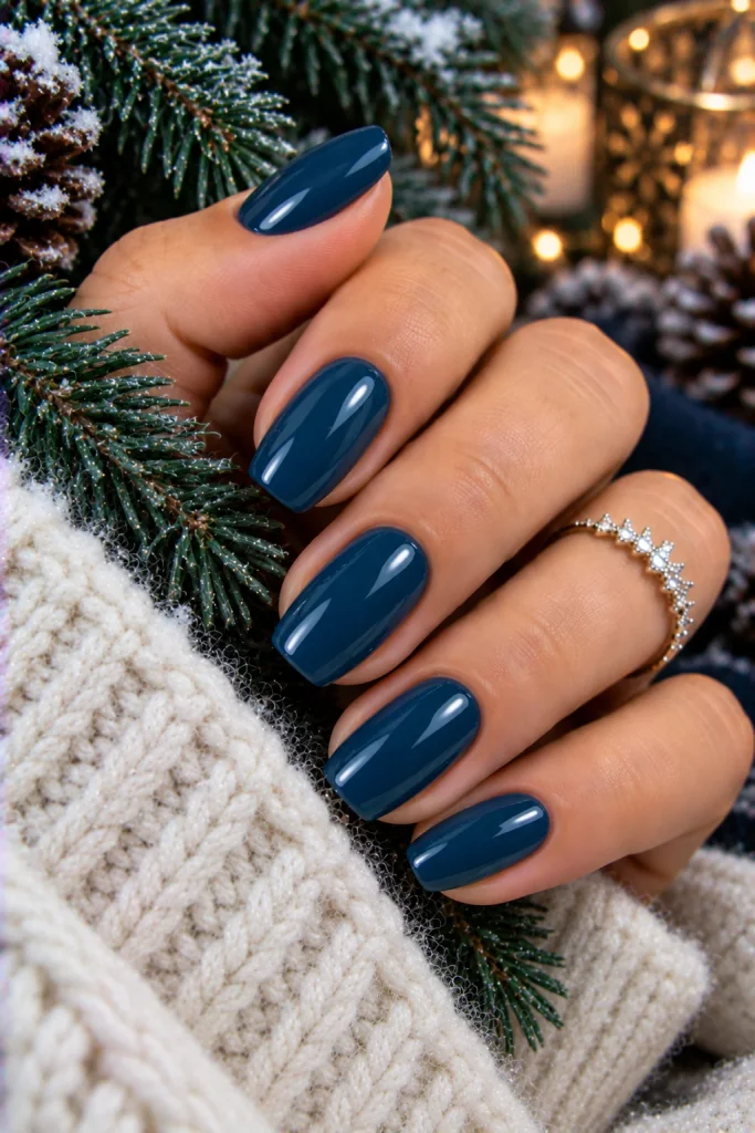 Teal Blue Winter Nails