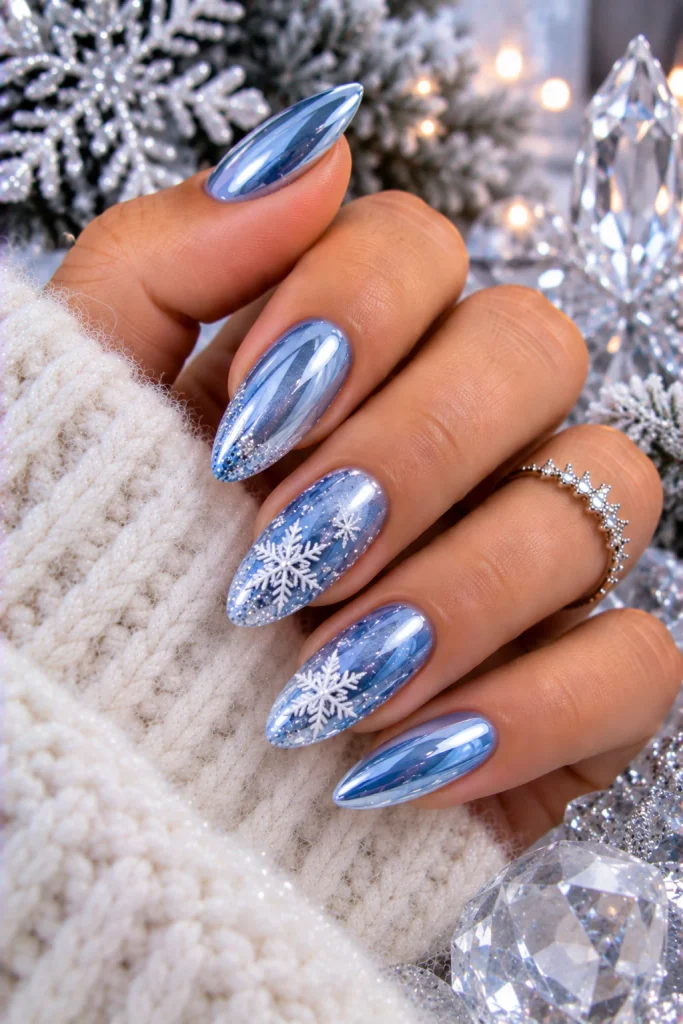 Winter Blue Chrome and Snowflakes