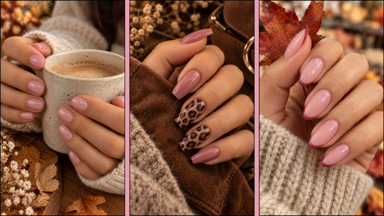 pink fall nails