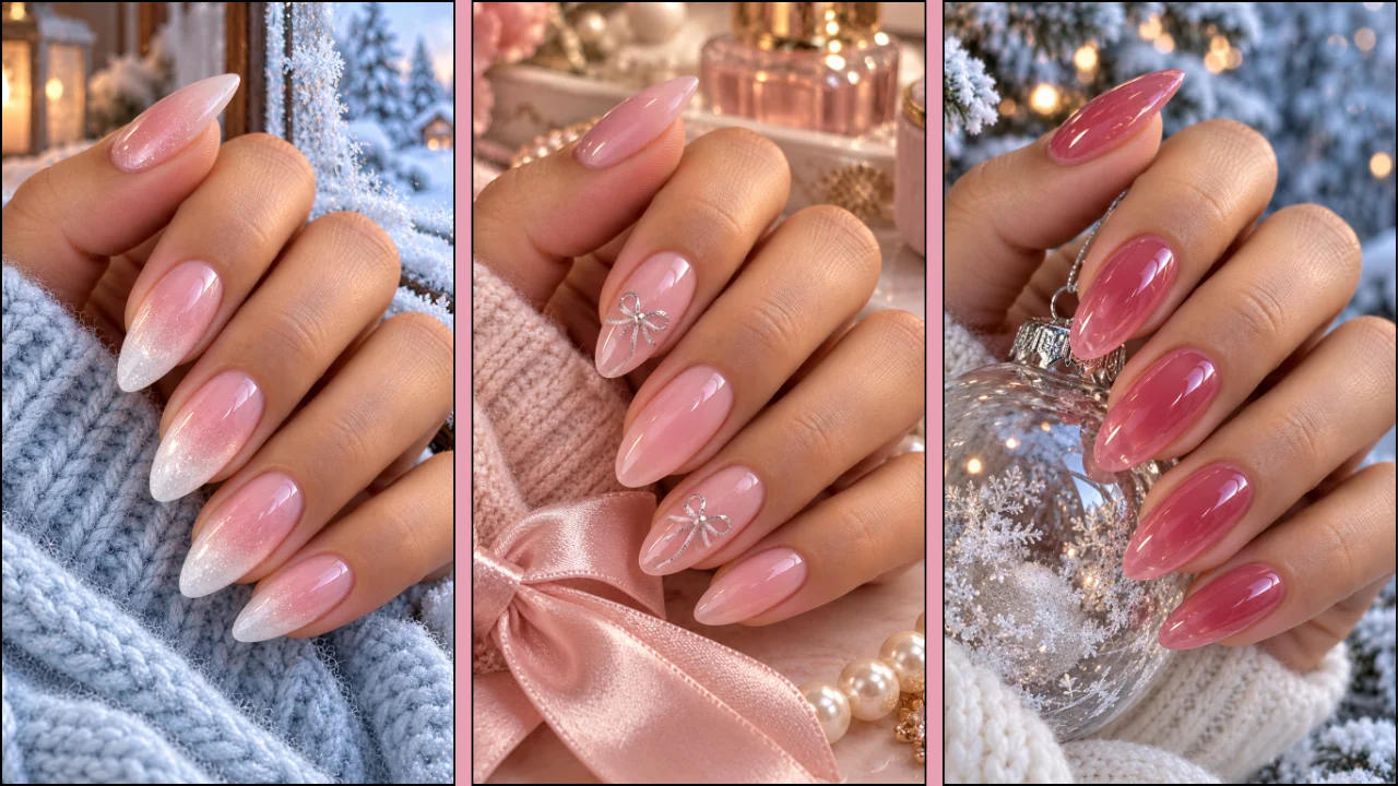 pink winter nails
