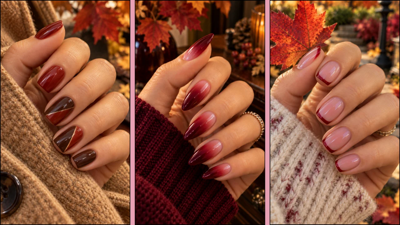 red fall nails
